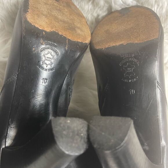 J Crew Made in Italy leather black knee high heels boots side zipper SZ 10 - Picture 3 of 16